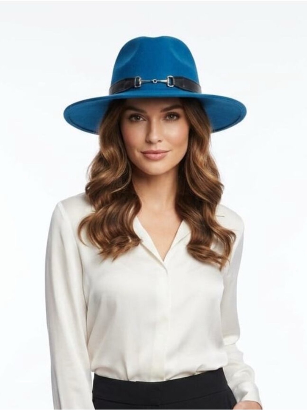 Hatch Teal Wide Brim Fedora with Dark Leather Band